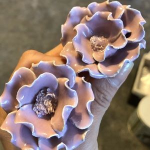 2 Anthroplogie Purple Flower Knobs/Drawer Pulls